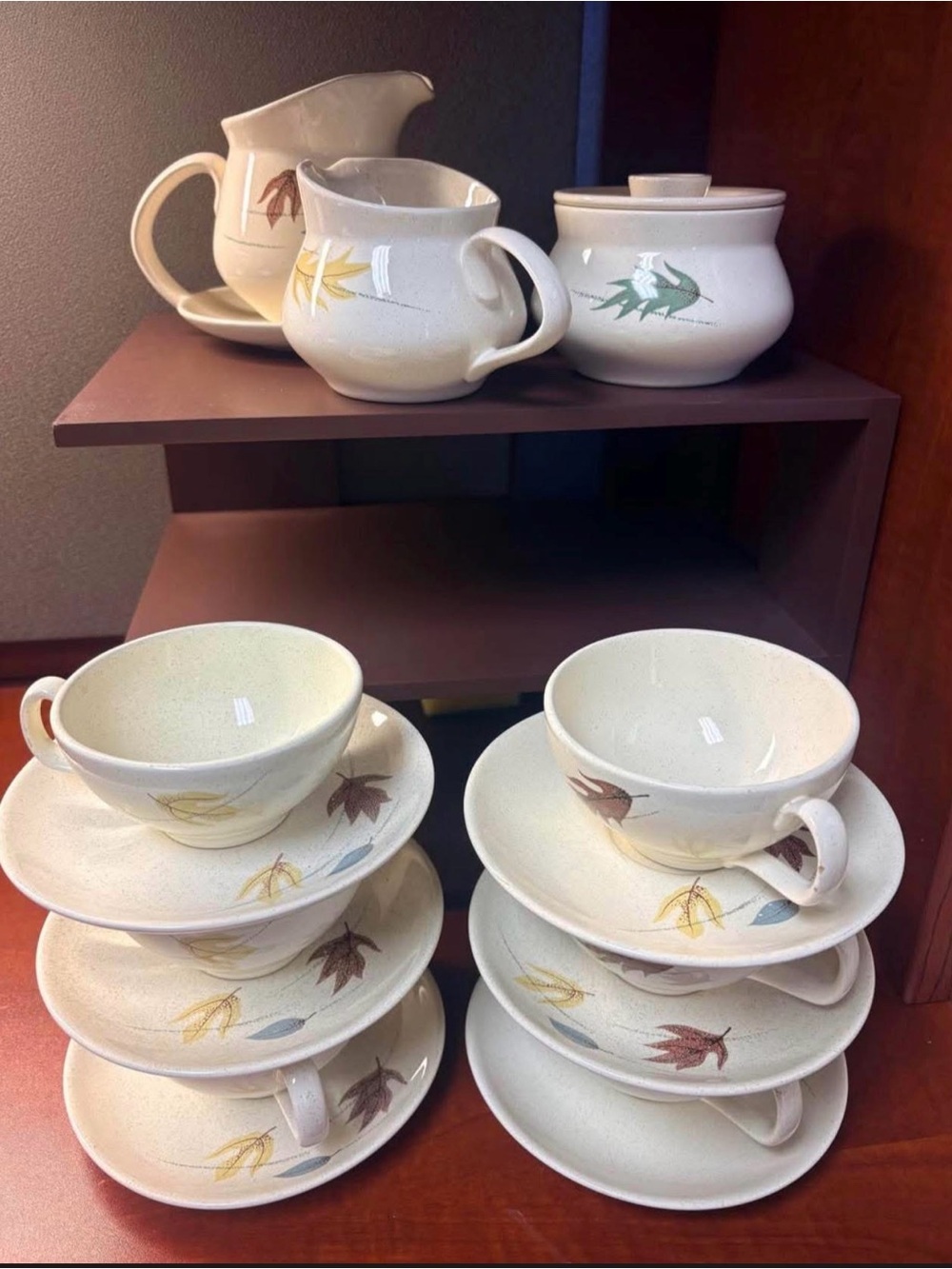 Franciscan Teacup and Saucer Set Autumn Leaf sugar creamer pitcher
